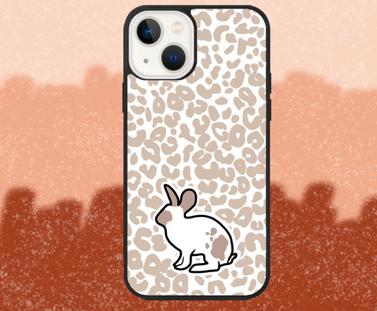 Brown and White Rabbit Leopard Print iPhone Case