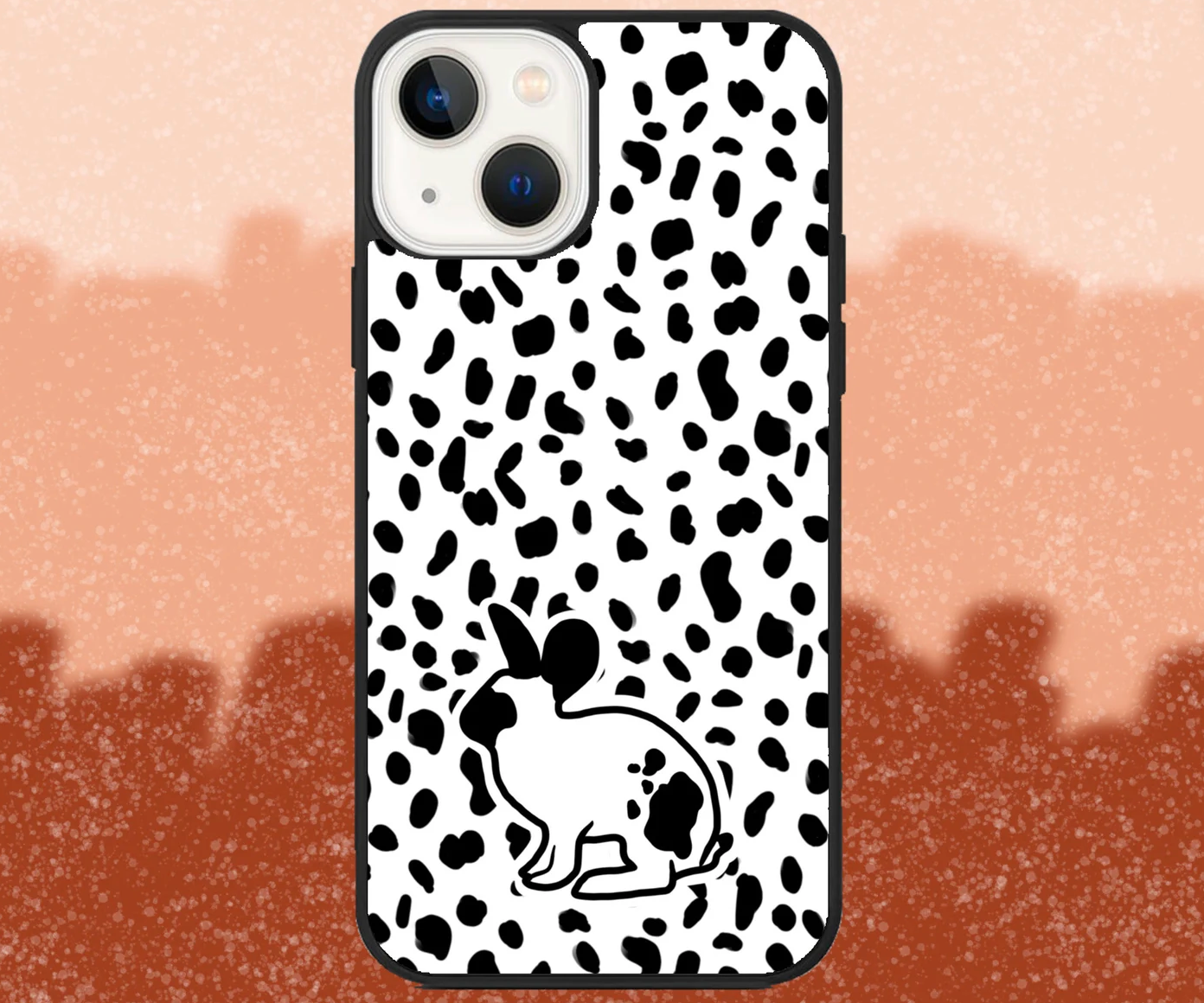 Black and White Rabbit Dalmatian Print iPhone Case