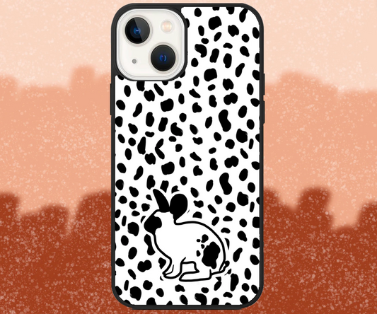 Black and White Rabbit Dalmatian Print iPhone Case