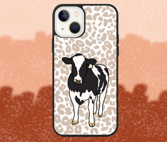 Holstein Dairy Steer Leopard Print iPhone Case