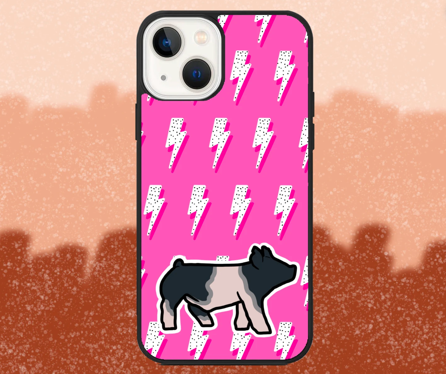 Belted Market Hog Pink Lightning Bolt Pattern iPhone Case