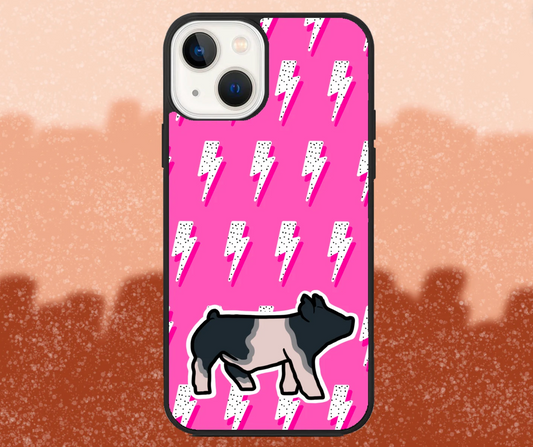 Belted Market Hog Pink Lightning Bolt Pattern iPhone Case