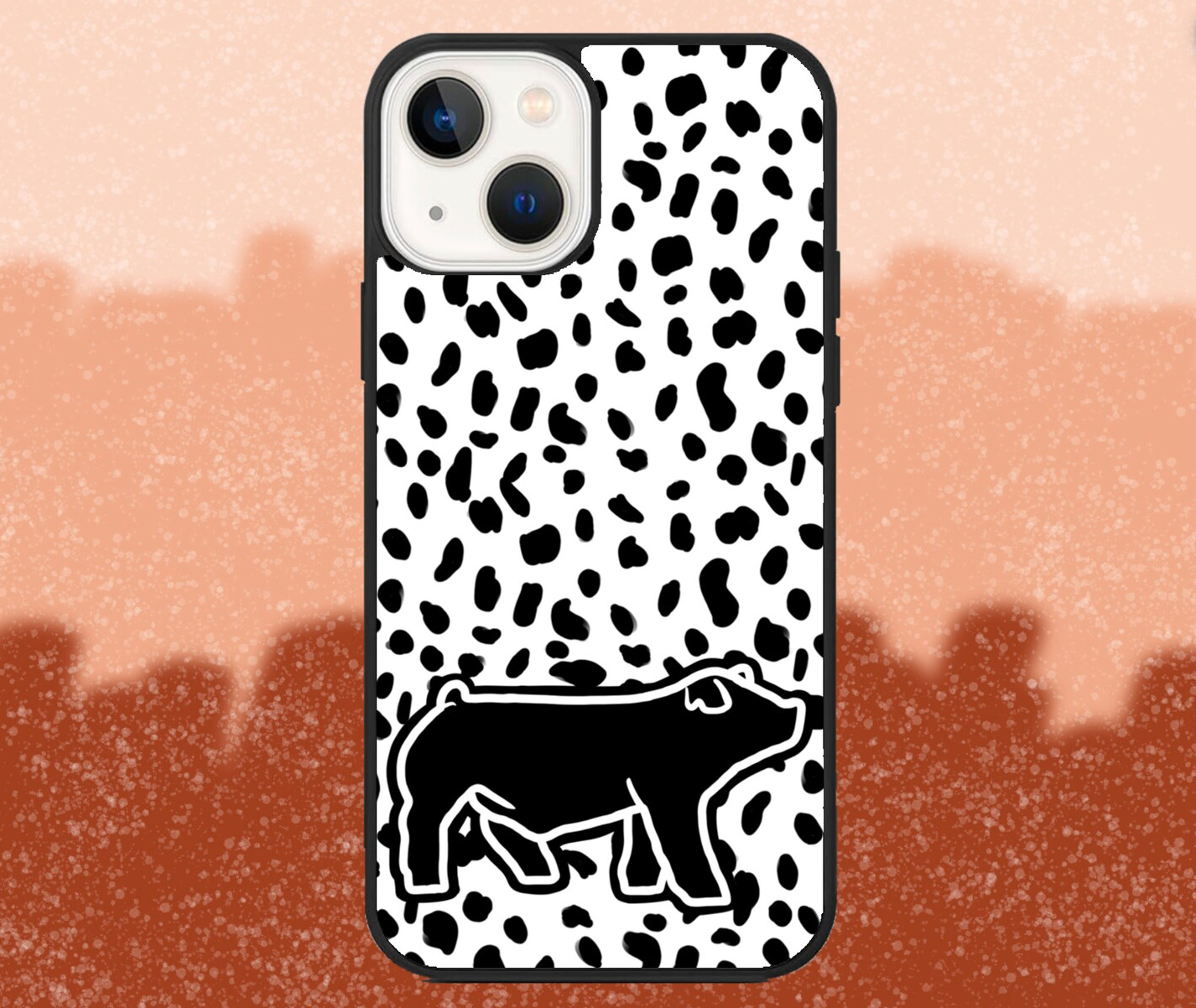 Black Floppy Ear Market Hog Dalmatian Pattern iPhone Case