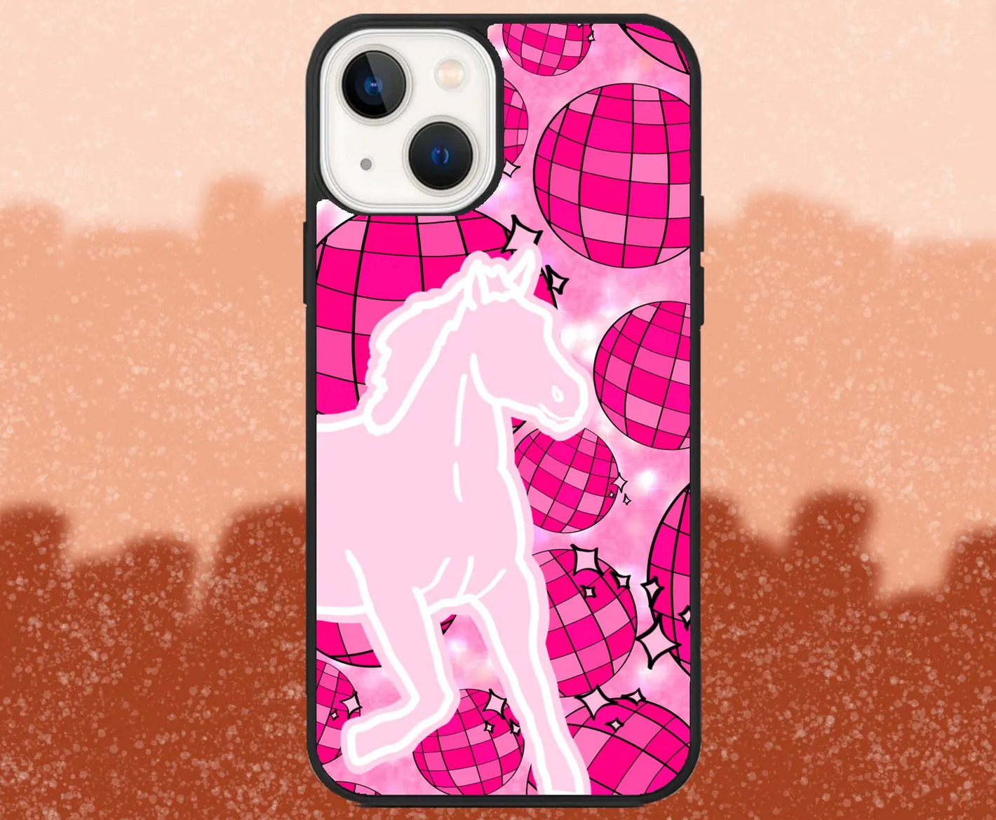 Horse Pink Disco Ball iPhone Case