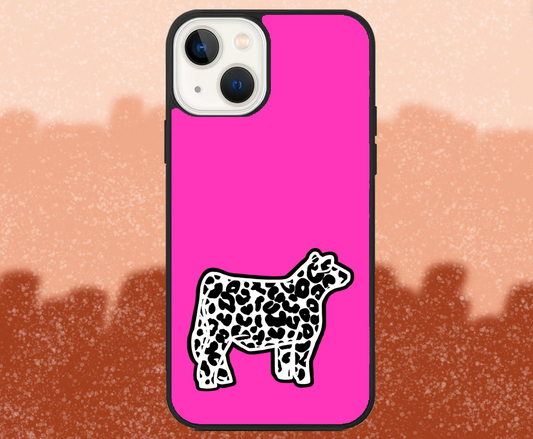 Leopard Print Market Steer Hot Pink iPhone Case