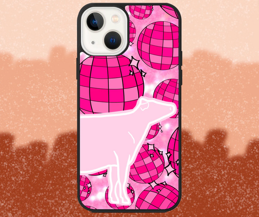 Dairy Cow Pink Disco Ball iPhone Case