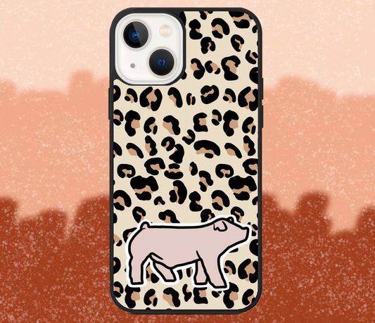 Chester White Market Hog Leopard Print iPhone Case