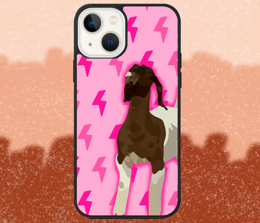 Boer Doe Goat Pink Lightning Bolt iPhone Case