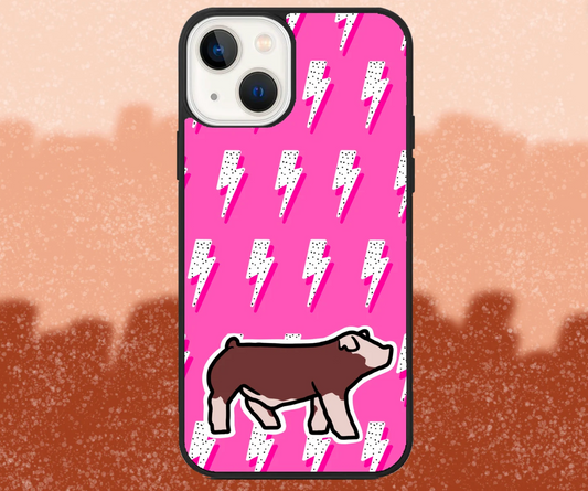 Hereford Market Hog Pink Lightning Bolt Pattern iPhone Case