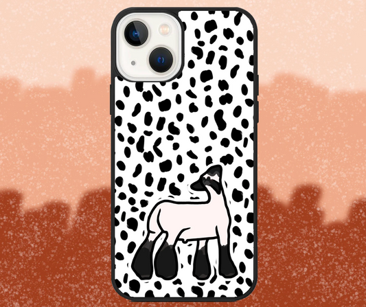 White Market Lamb Dalmatian Print iPhone Case