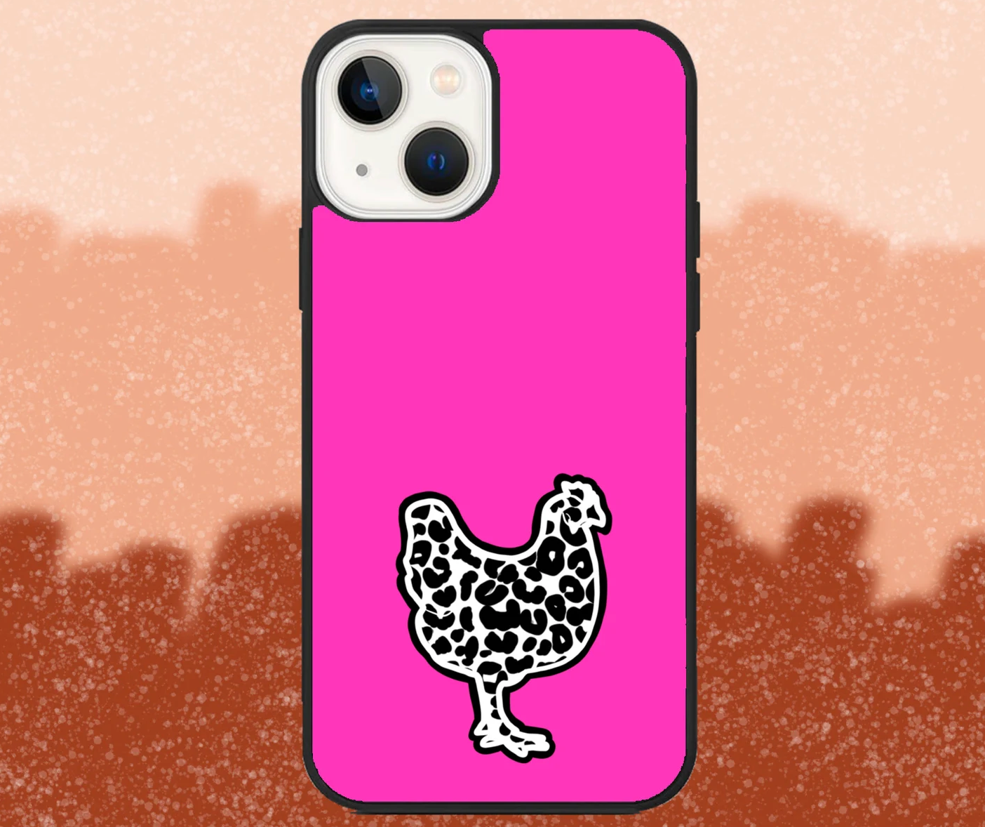 Leopard Print Chicken Pink iPhone Case