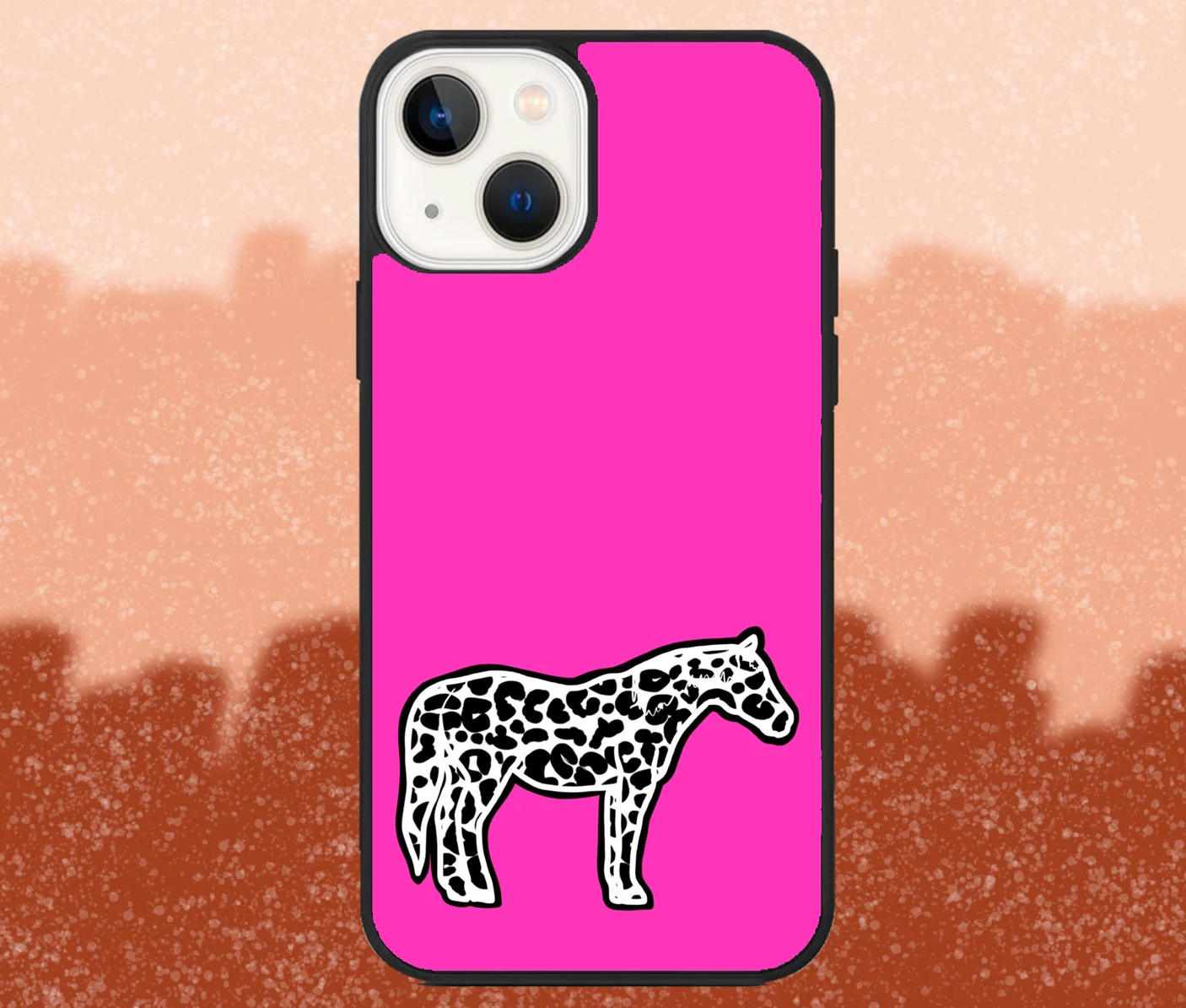 Leopard Print Horse Pink iPhone Case