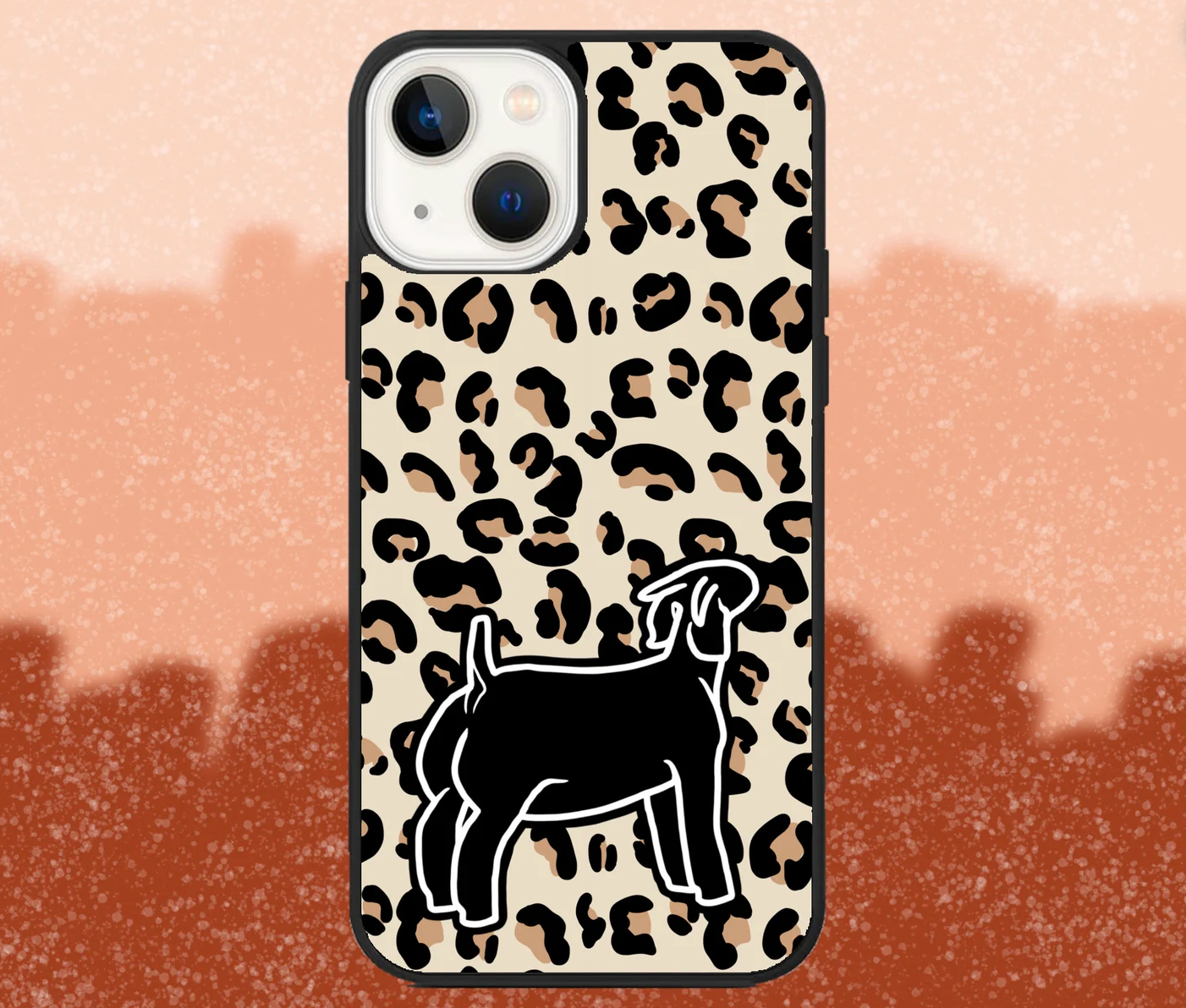 Black Boer Goat Doe Leopard Print iPhone Case