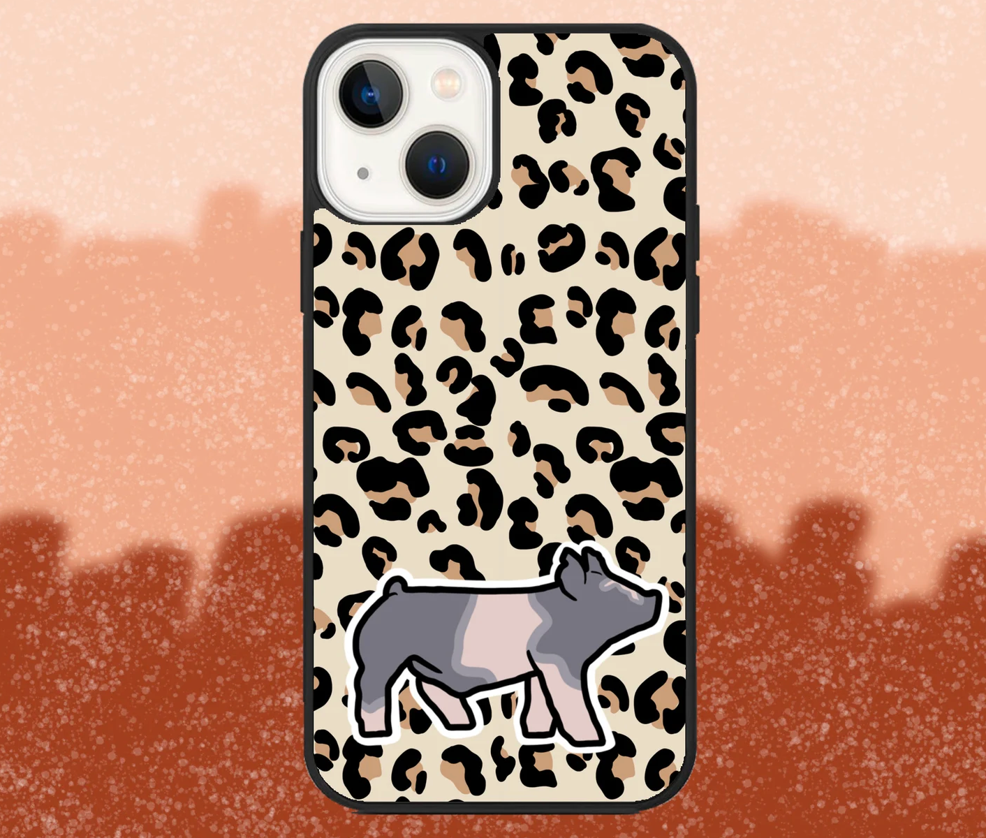 Blue Belted Market Hog Leopard Print iPhone Case