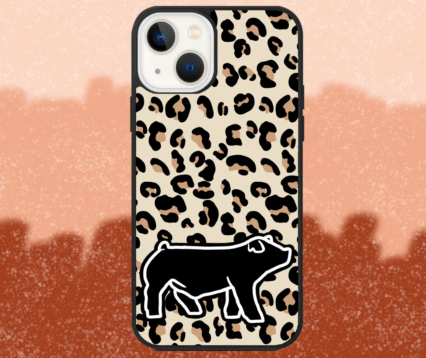 Black Floppy Ear Market Hog Leopard Print iPhone Case