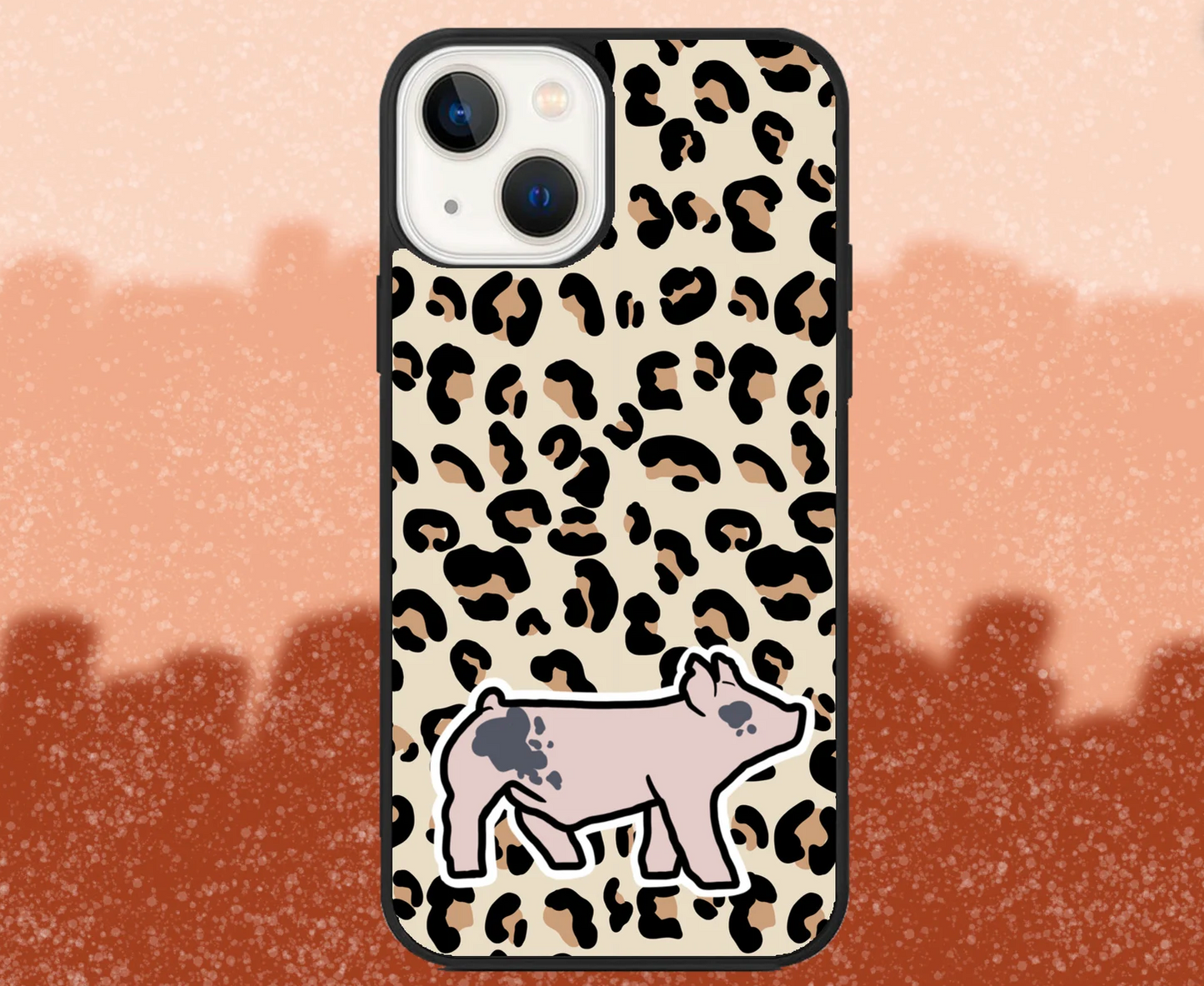 Blue Butt Market Hog Leopard Print iPhone Case