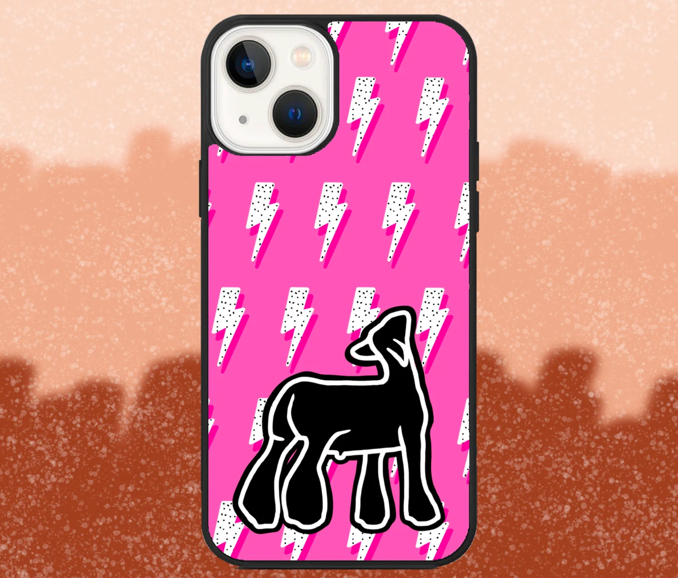 Black Market Lamb Pink Lightning Bolt Pattern iPhone Case