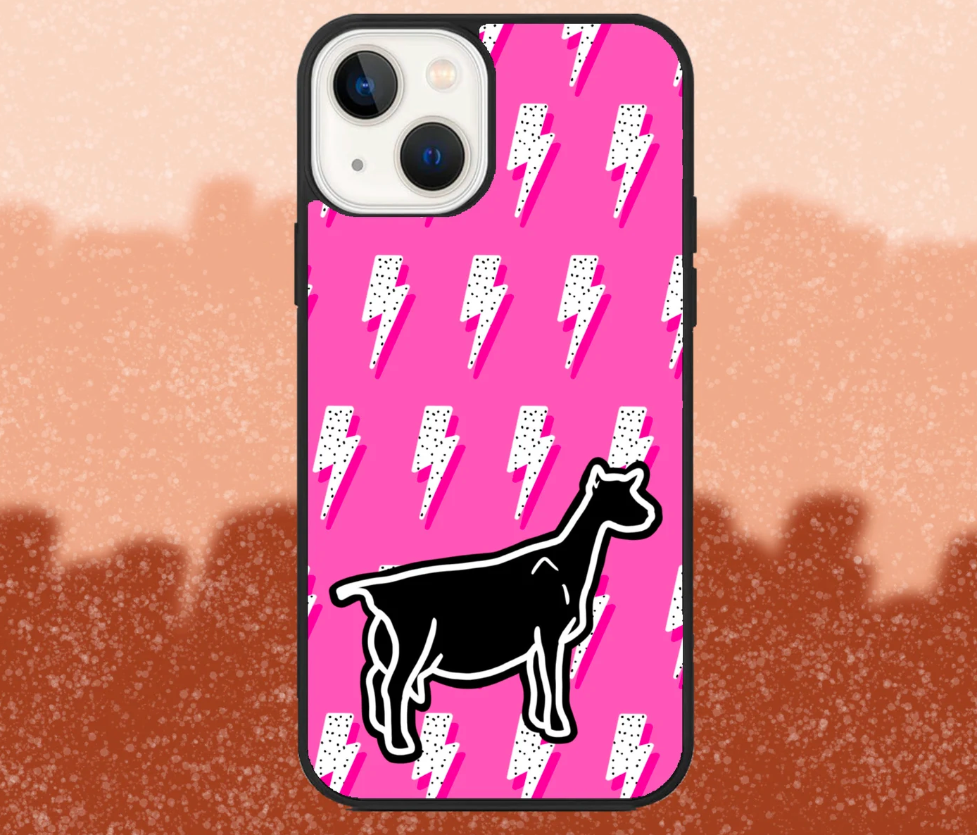 Dairy Doe Goat Pink Lightning Bolt iPhone Case