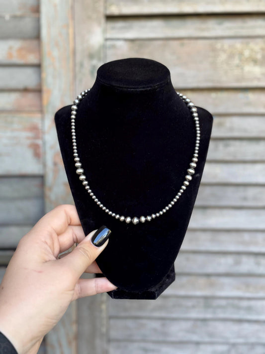 4-8mm Graduated Sterling Pearl Necklace with 2" Paperclip Extender Chain